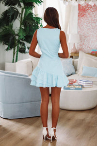 Brunch Birthday Mini Dress - Light Blue-HAZEL & OLIVE BID2600-Small-