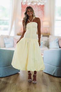 Burst of Yellow Midi Dress - Yellow-HAZEL & OLIVE-Small-