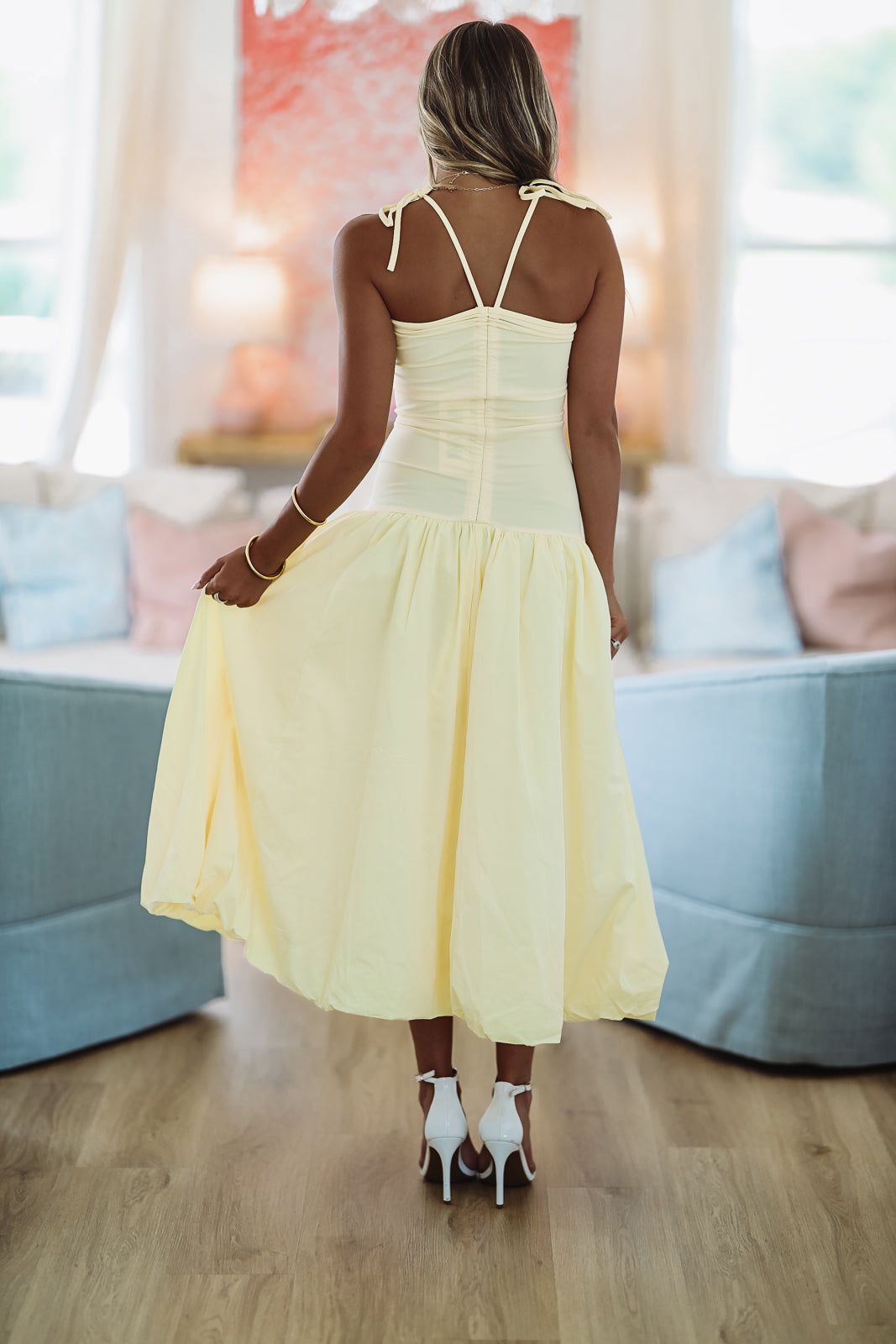 Burst of Yellow Midi Dress - Yellow-HAZEL & OLIVE-Small-