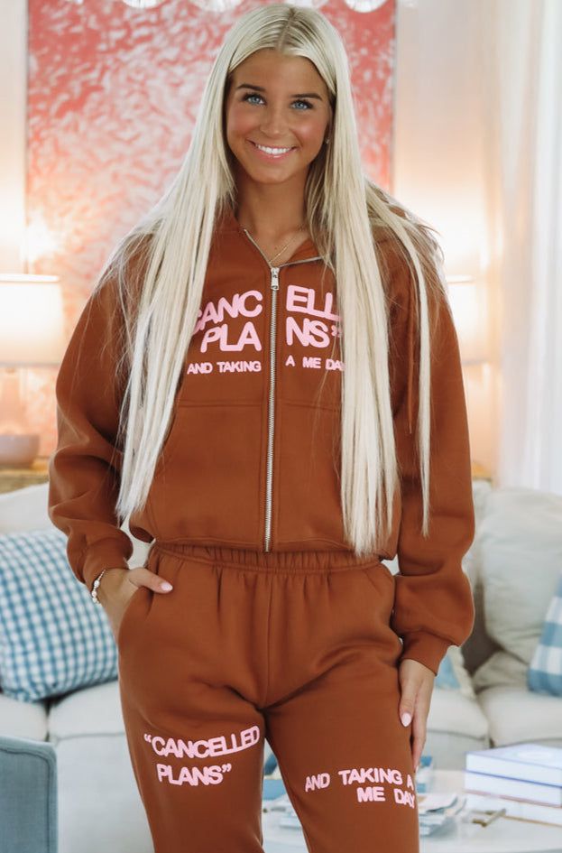 Canceled Plans Women's Me Day Zip Hoodie By Mayfair Group - Cinnamon-HAZEL & OLIVE-XS-