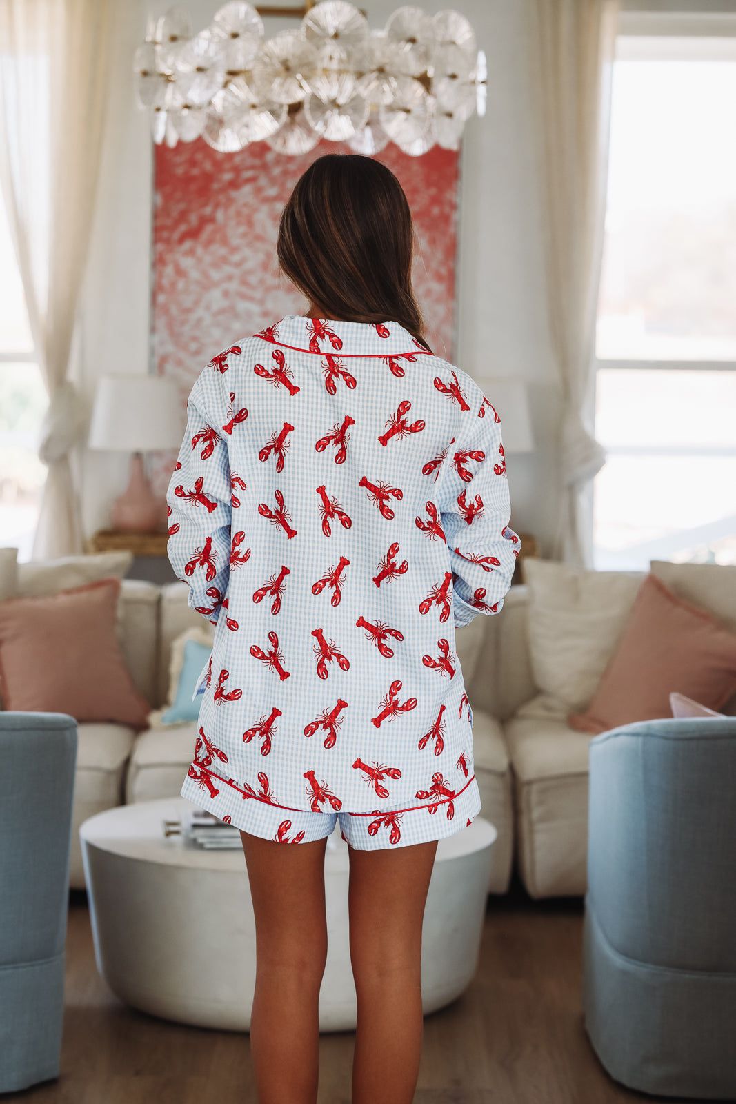 Catch of the Day Short and Top Pajama Set - Blue, White and Red-HAZEL & OLIVE R30268PJ/02-Small-
