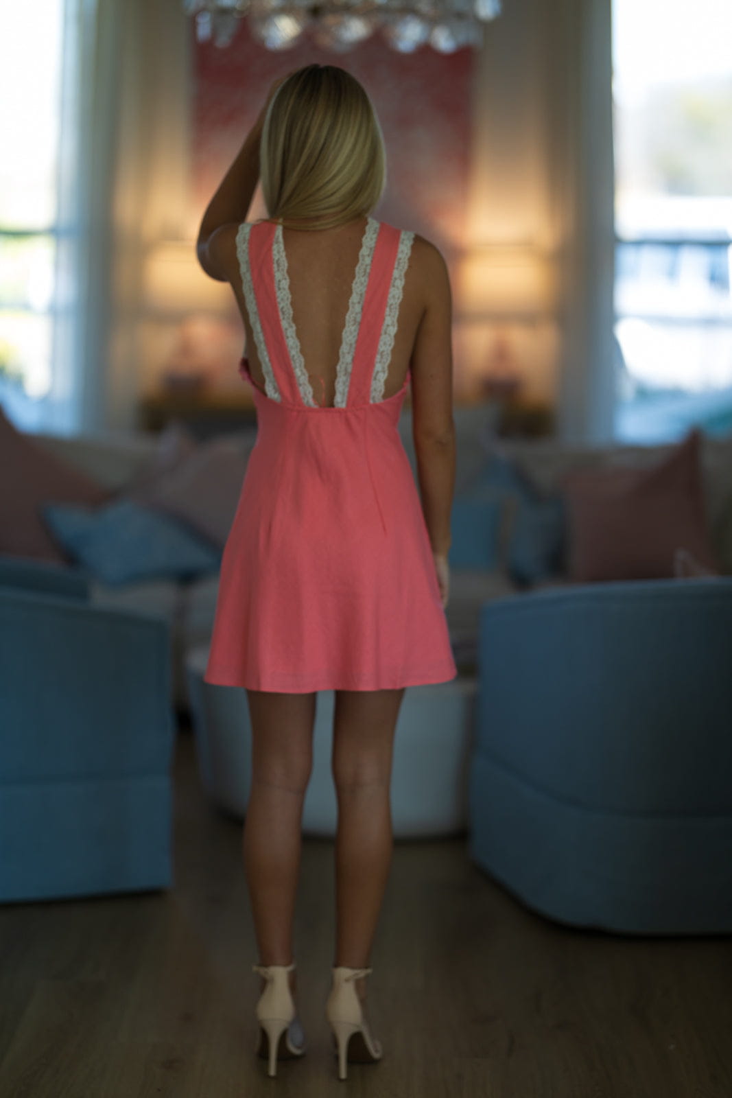 Hazel & Olive CD/13012 Trendsetter Mini Dress - Coral