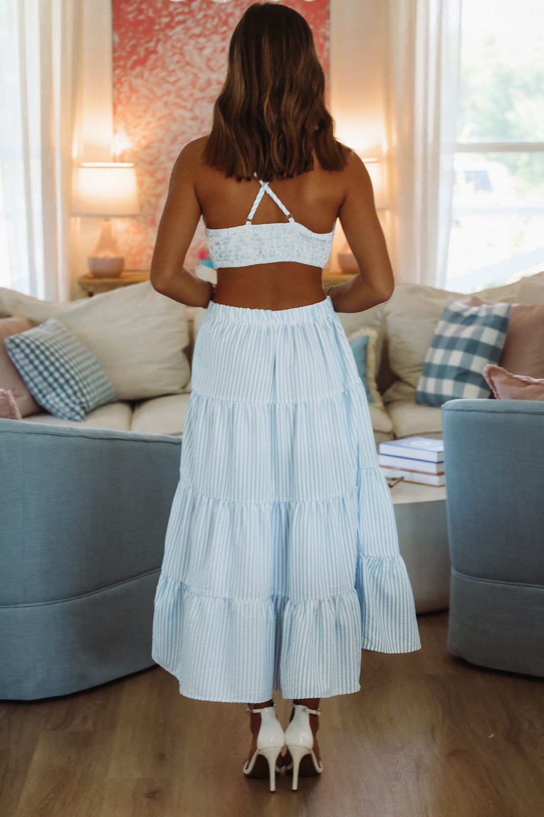 Classic Stripes Bustier Bra Top - Light Blue and White-Hazel & Olive CELINE/150T-Small-