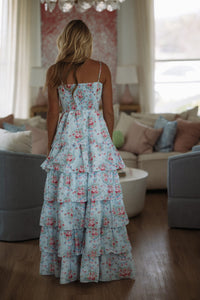 Hazel & Olive Charlotte Maxi Dress by Amy Jane London - Light Blue, Pink and Red