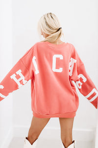 Chicago Varsity Retro Sweatshirt - Dusty Coral-HAZEL & OLIVE-XS-