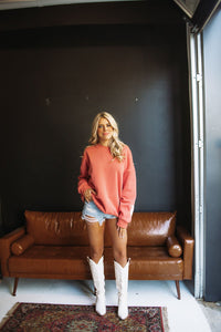 Chicago Varsity Retro Sweatshirt - Dusty Coral-HAZEL & OLIVE-XS-