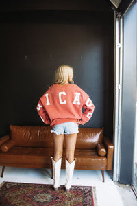 Chicago Varsity Retro Sweatshirt - Dusty Coral-HAZEL & OLIVE-XS-