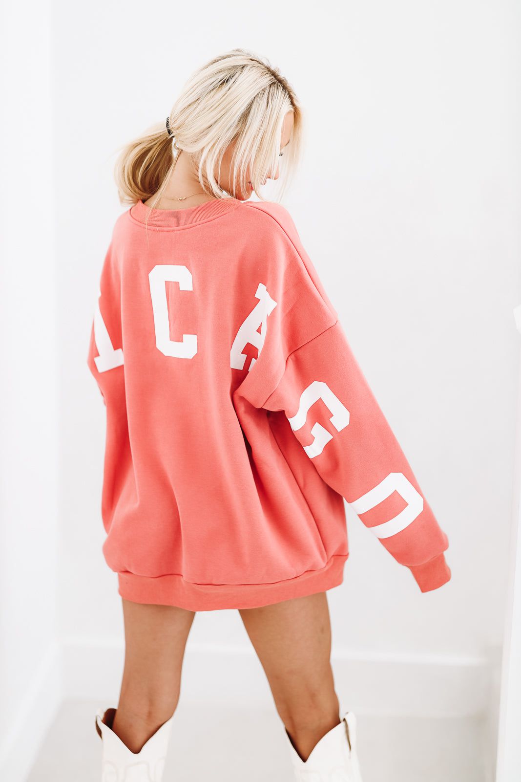 Chicago Varsity Retro Sweatshirt - Dusty Coral-HAZEL & OLIVE-XS-