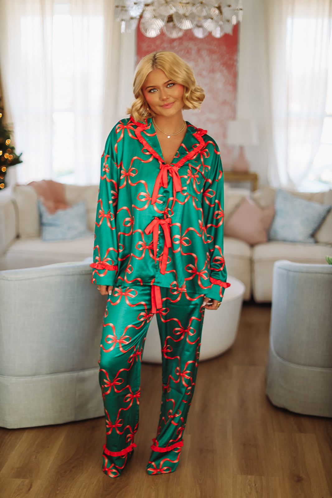 Christmas Present Pants and Top Pajama set - Green and Red-HAZEL & OLIVE-Small-