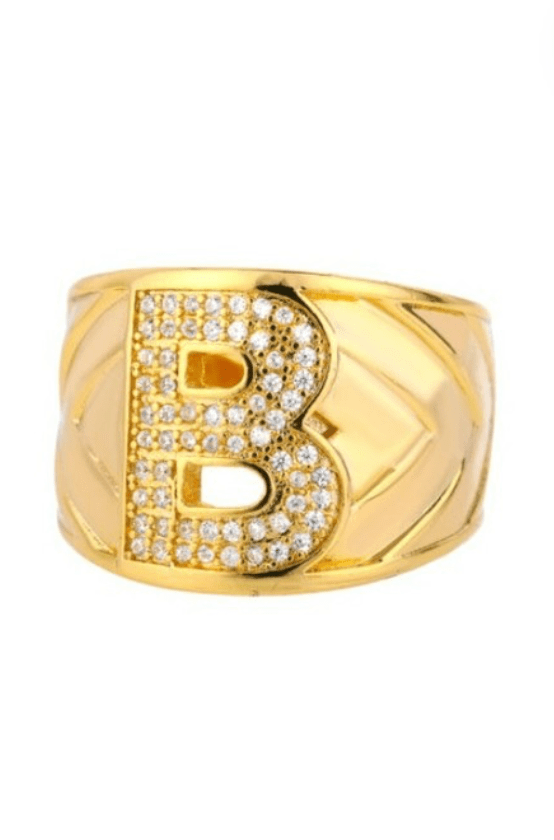 Chunky Initial Ring - Gold-HAZEL & OLIVE-A-
