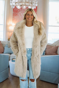 Hazel & Olive CLAFC0061 Luxe Frost Coat - Taupe