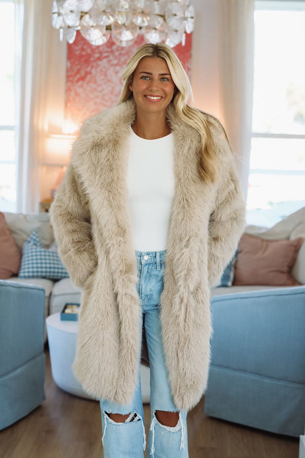 Hazel & Olive CLAFC0061 Luxe Frost Coat - Taupe