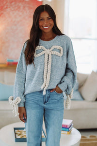 Clara's Bow Sweater - Blue-HAZEL & OLIVE S1042T/4-XSmall-