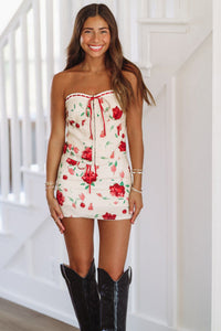 Come to the Garden Mini Skirt - Cream-HAZEL & OLIVE-XSmall-