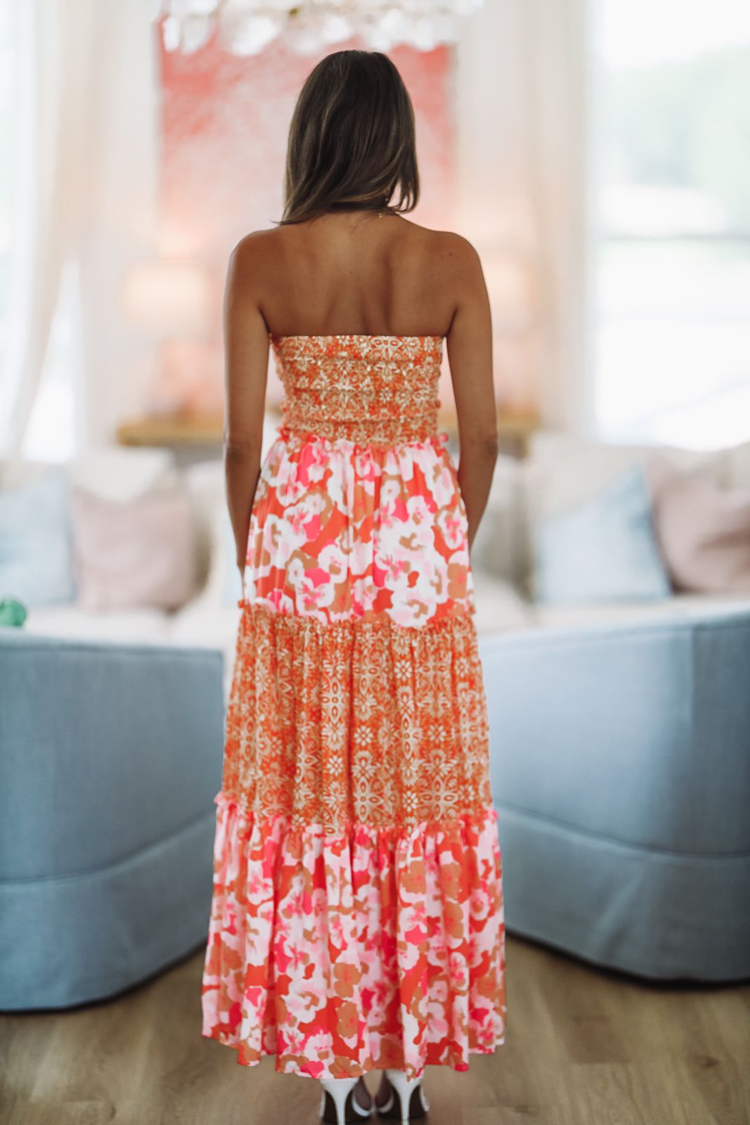 Constantly Adored Ruffle Maxi Dress - Orange Lemon Pink-HAZEL & OLIVE-Small-