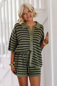 Cozy Moments Button Down Top - Olive-HAZEL & OLIVE-Small-