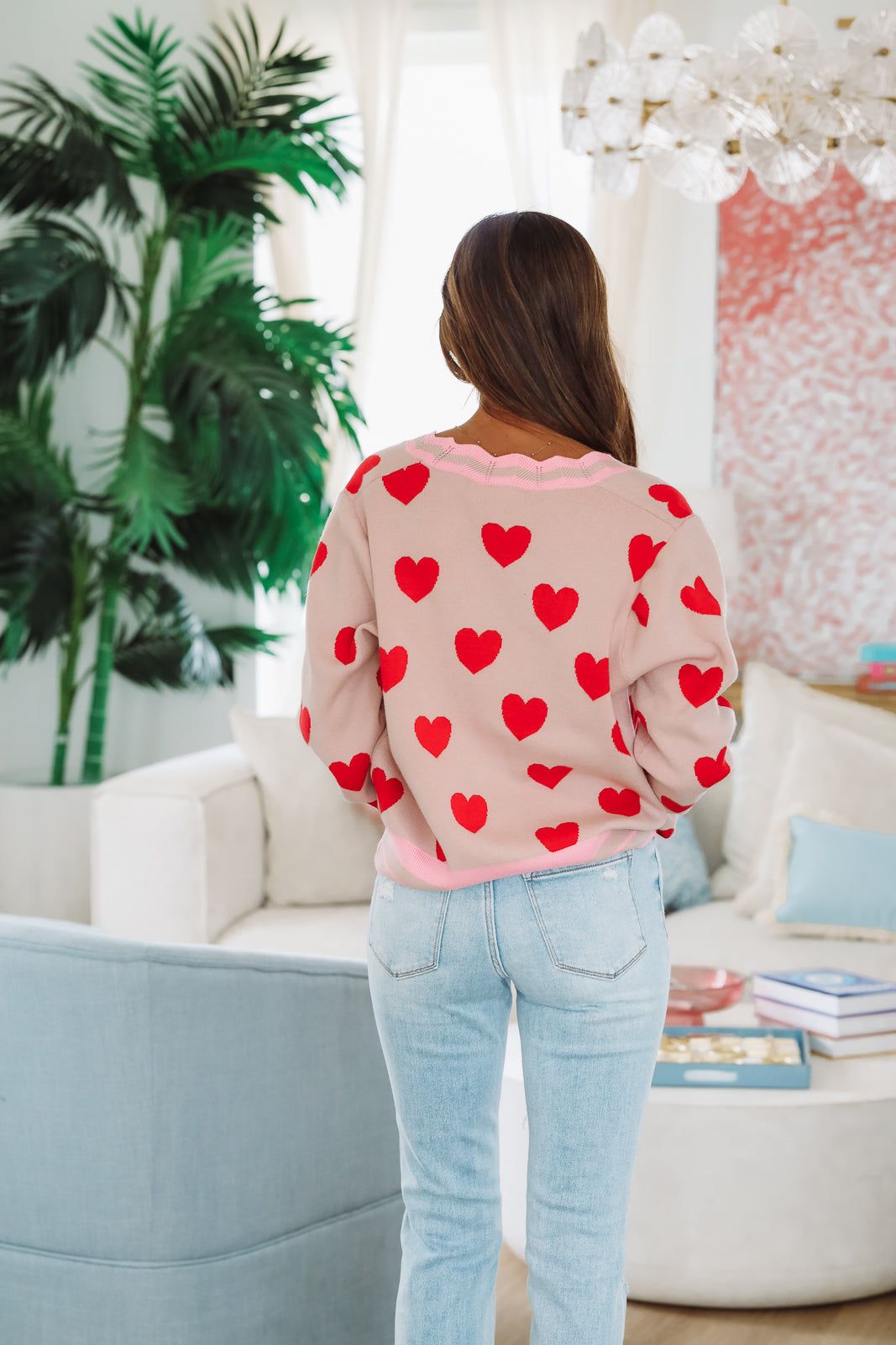 Cupid, WYA Cardigan - Blush and Red-HAZEL & OLIVE ST1730/02-Small-