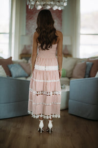 HAZEL & OLIVE D/10435/H Early Dawn  Striped Midi Dress - Pink and White