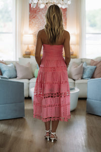 HAZEL & OLIVE D/2192/H Early Evening Midi Dress - Light Coral