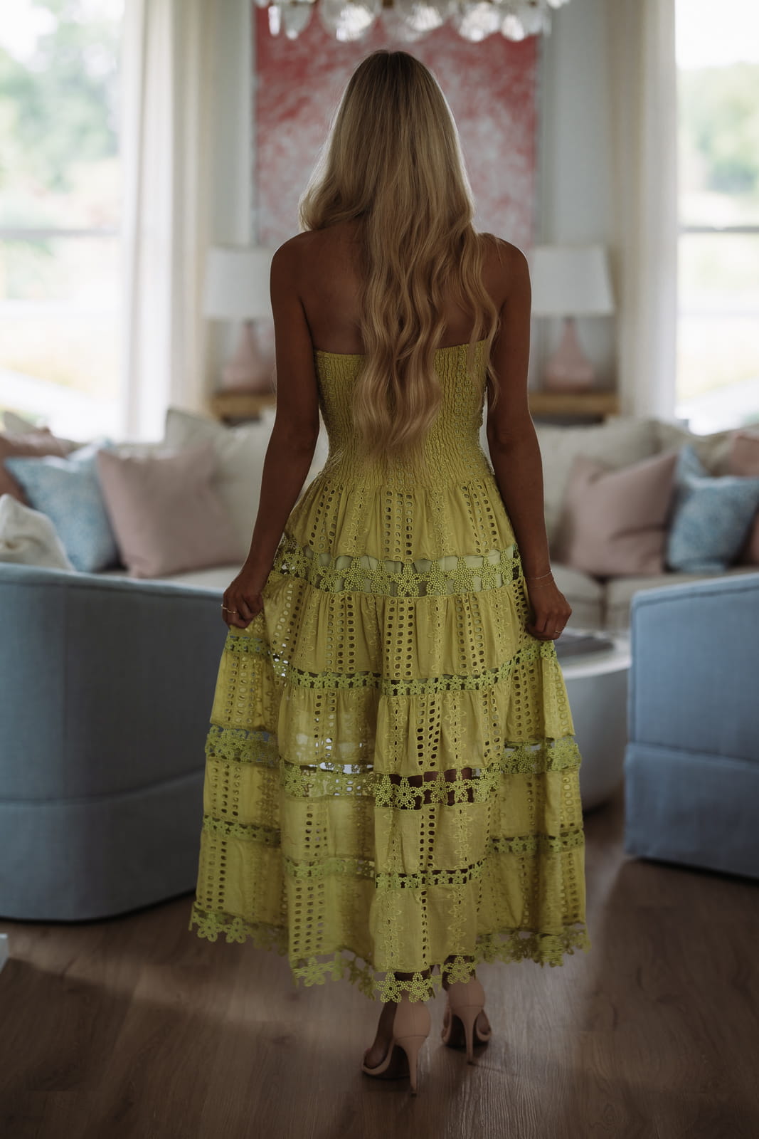 HAZEL & OLIVE D/2192/H Early Evening Midi Dress - Light Olive
