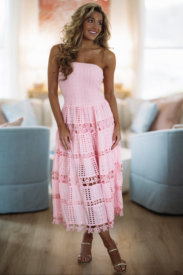 HAZEL & OLIVE D/2192/H Early Evening Midi Dress - Pink