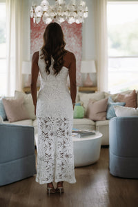 Hazel & Olive D8751 Cabana Blooms Maxi Dress - White