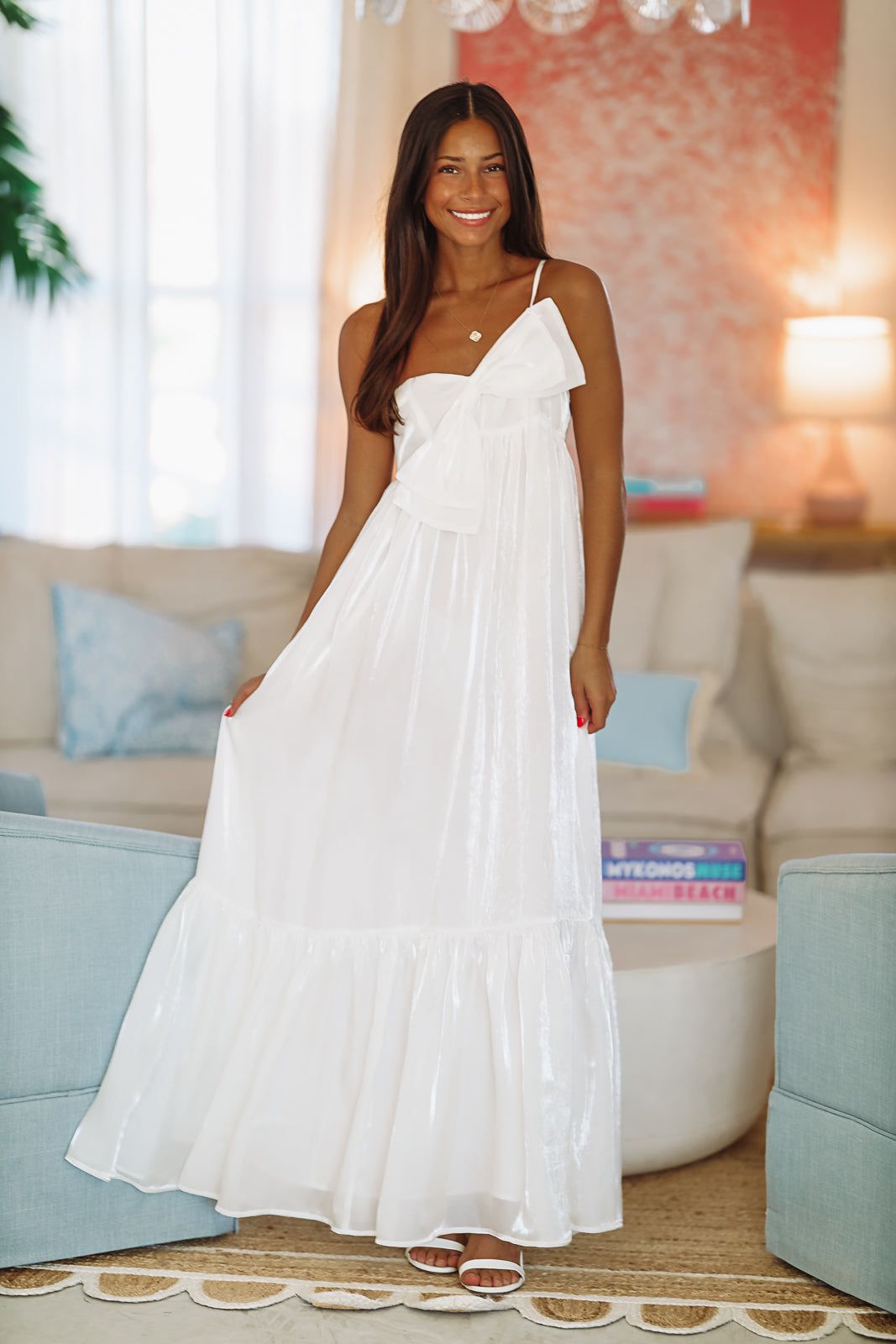 Dance Floor Bound Maxi Dress - White-HAZEL & OLIVE HD2231HO-Small-