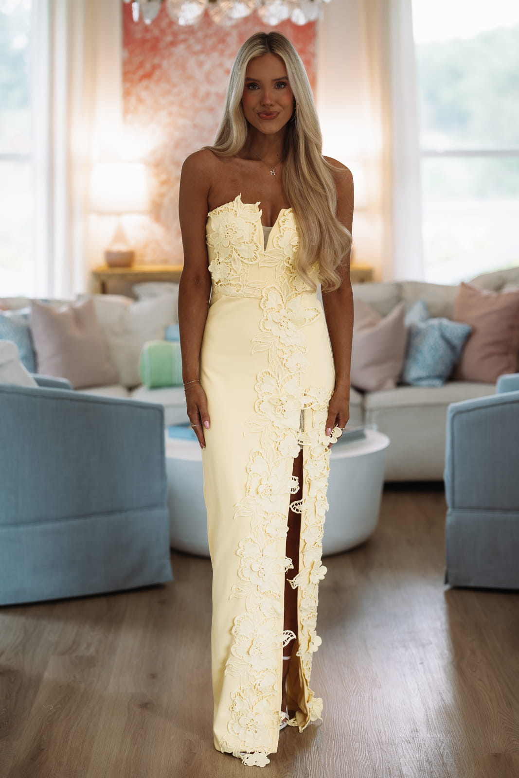 Hazel & Olive DI10505FO Lovers in Bloom Maxi Dress - Yellow