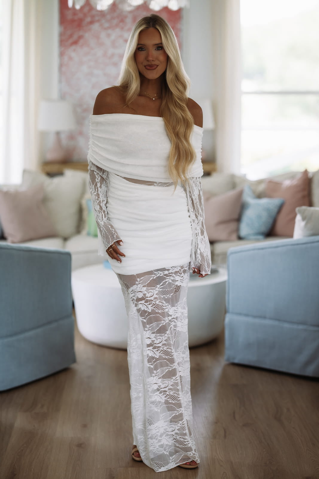 Hazel & Olive DI11953FO Heart on Display Maxi Dress - White