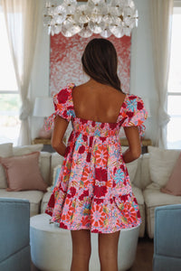 Don't Forget Me Mini Dress - Pink, Red and Blue-HAZEL & OLIVE 2500/422LDJ-Small-