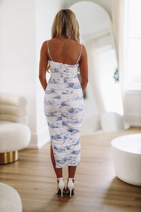 Dream Come True Midi Dress - White and Blue-HAZEL & OLIVE-Small-