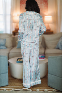 Dreaming of Bouquets Pajama Pant and Top Set - Blue-HAZEL & OLIVE R30003PJ/03-Small-