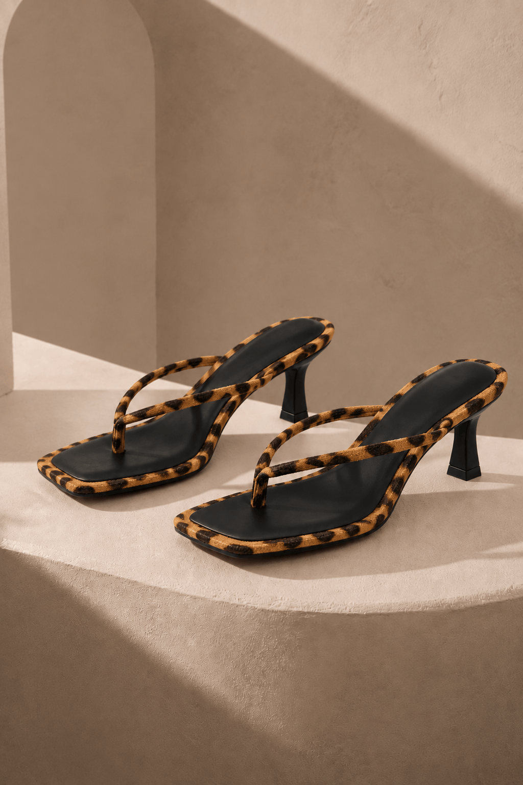 Hazel & Olive EARLY POP Leopard Kitten Heels - Brown and Black
