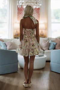 Hazel & Olive ED6000A Belle of the Garden Mini Dress - Peach, Yellow and Green