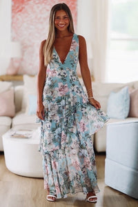 Elena's Love Maxi Dress - Blue and Pink-HAZEL & OLIVE-Small-