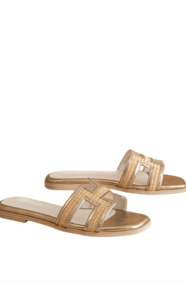 Hazel & Olive Ena-G-0-5 Tulum Slide Sandals - Gold