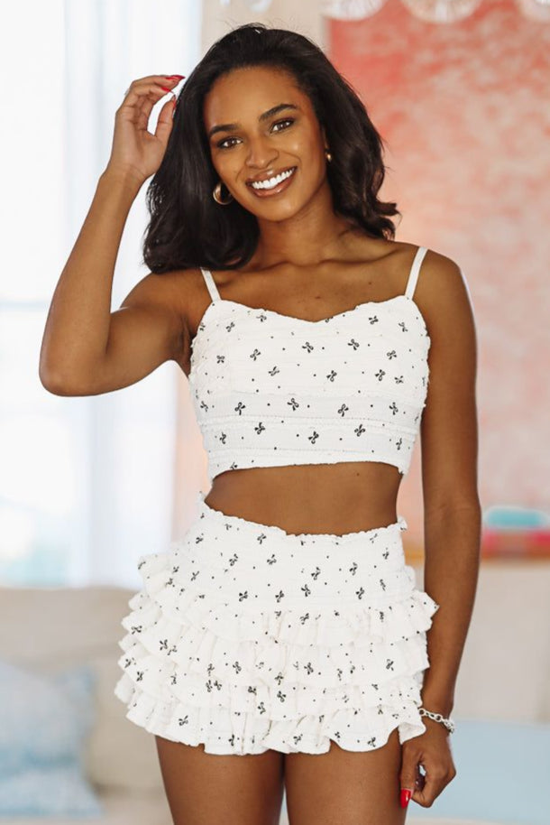 Endless Ribbons Cropped Top - Ivory (FINAL SALE)-HAZEL & OLIVE-Small-