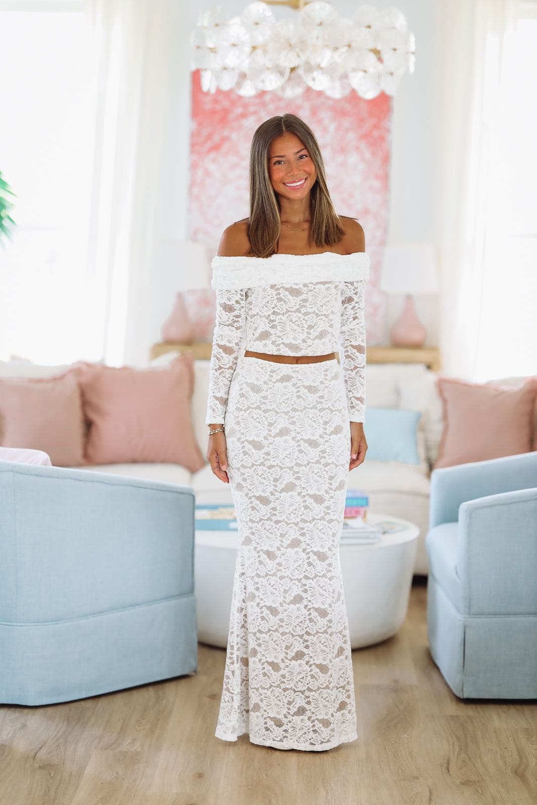 Endless East Top and Maxi Skirt Set - Off White-Hazel & Olive ESTS1092-Small-