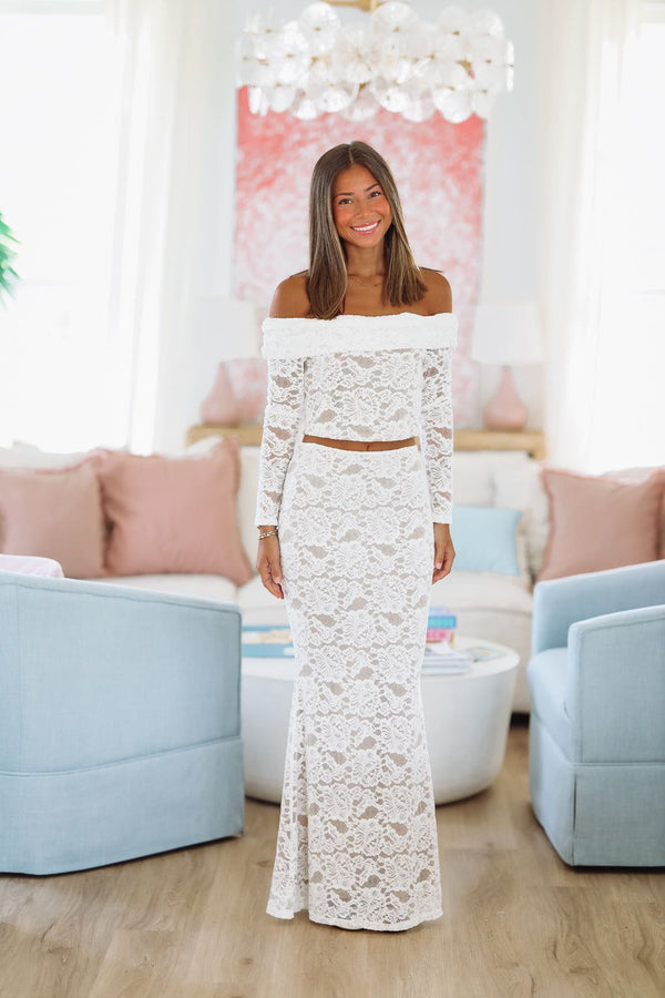 Endless East Top and Maxi Skirt Set - Off White-Hazel & Olive ESTS1092-Small-