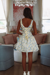 Everyday Etiquette Mini Dress - Grey, Yellow and Blue-HAZEL & OLIVE-Small-