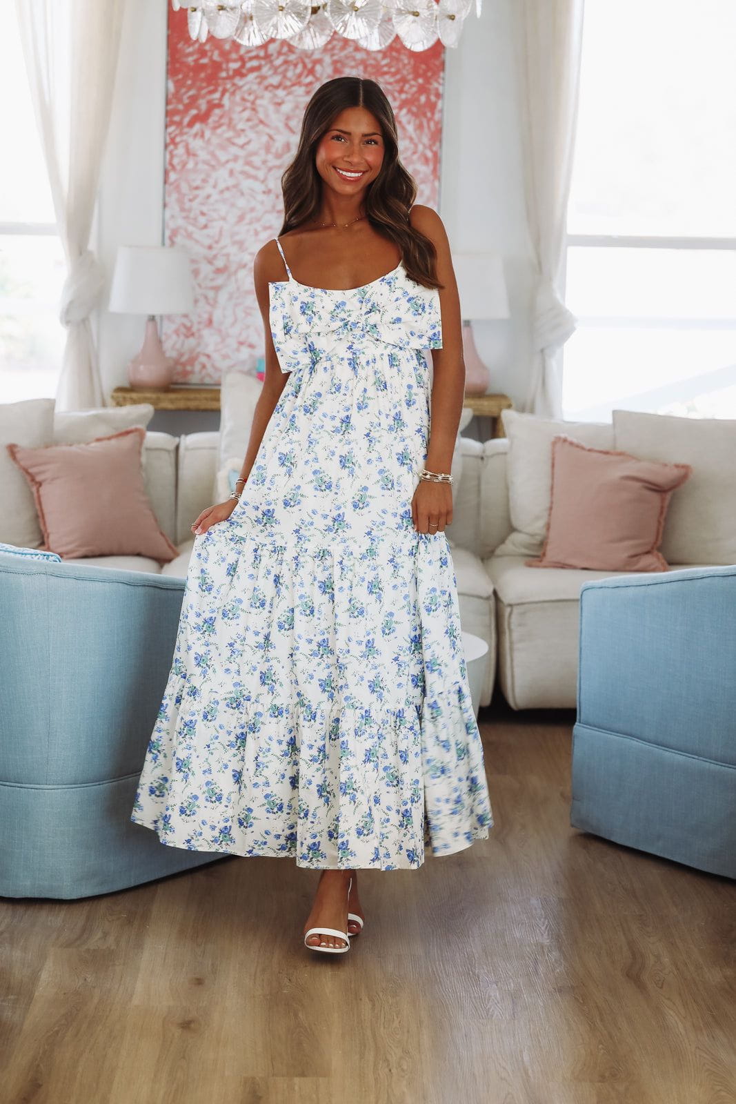 Exciting News Midi Dress - Blue and White-HAZEL & OLIVE JD6636-Small-