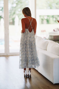Fairy Godmother Maxi Dress - Cream and Blue-HAZEL & OLIVE-Small-