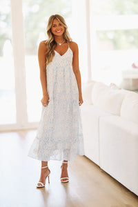Fairy Godmother Maxi Dress - Cream and Blue-HAZEL & OLIVE-Small-