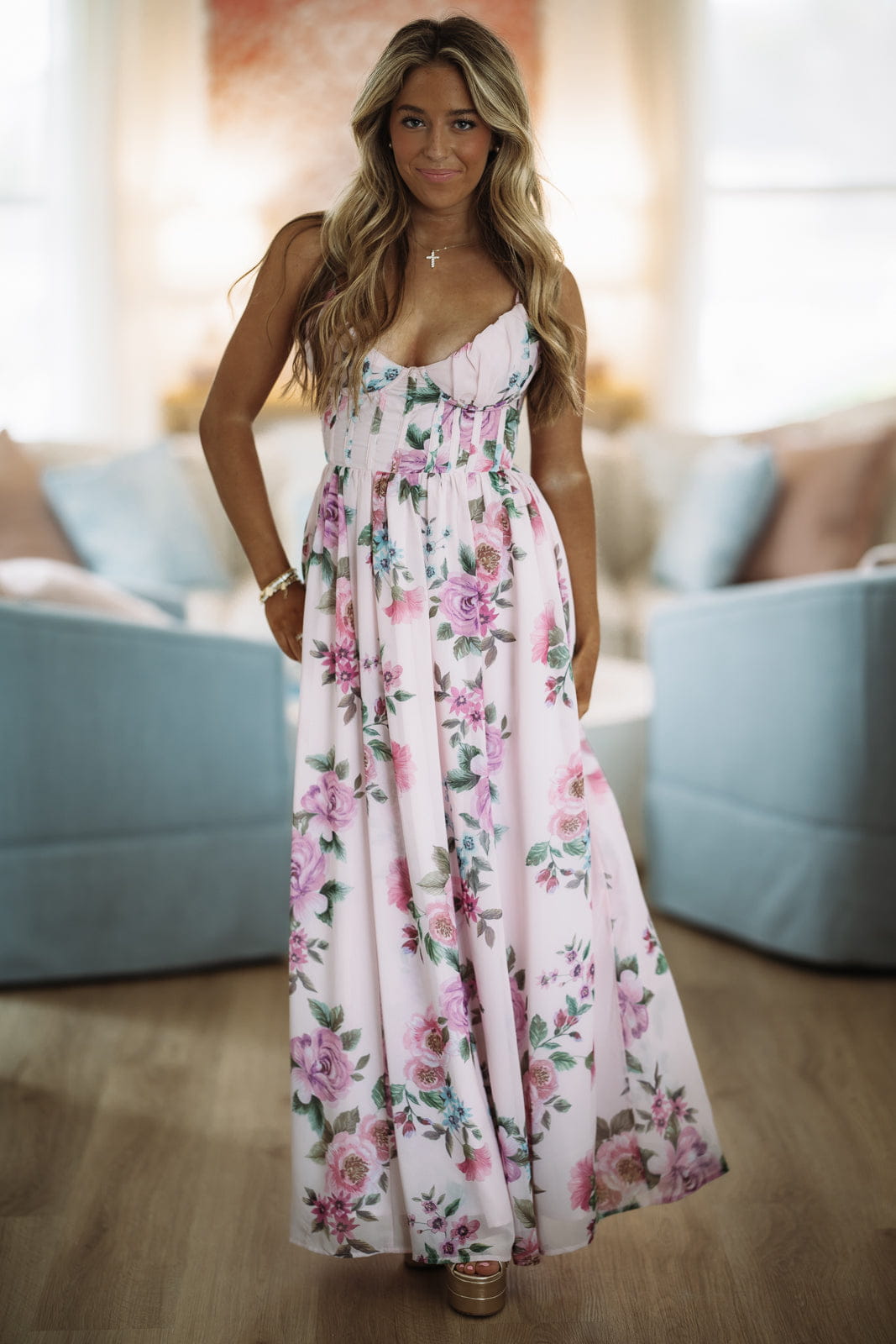 Hazel & Olive FD12771/P2042 Sweet Summer Floral Maxi Dress - Lavender Lilac