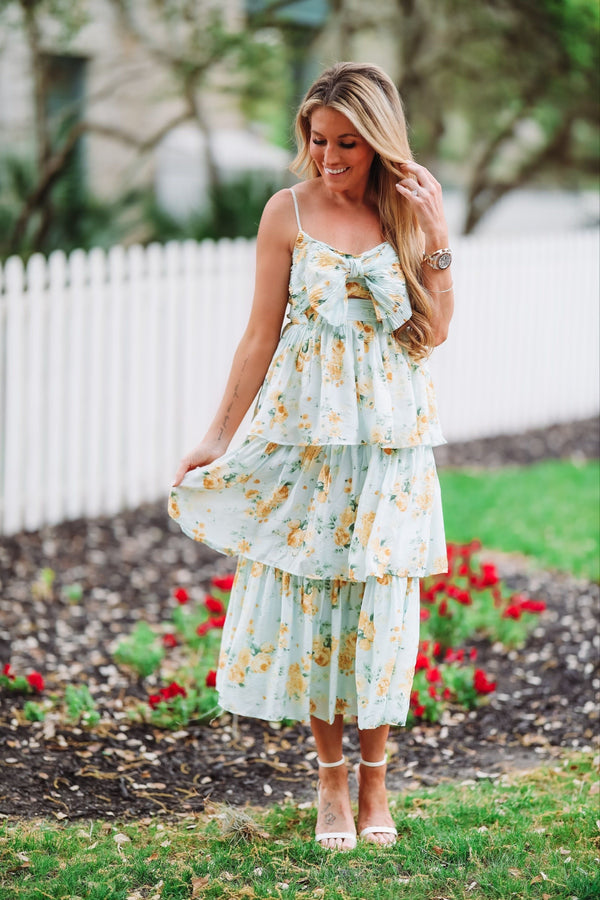 Feelings For You Midi Dress - Blue and Yellow-HAZEL & OLIVE-Small-