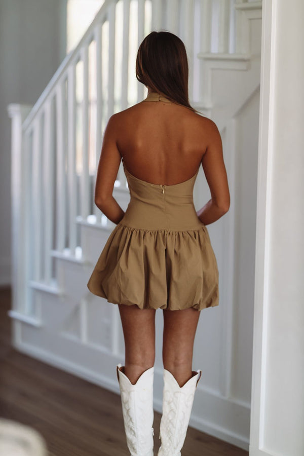 Fine Dining Mini Dress - Camel-HAZEL & OLIVE-XSmall-
