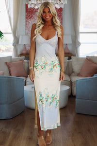 Flirtatious Maxi Dress Gown - Light Blue and Yellow-HAZEL & OLIVE-Small-