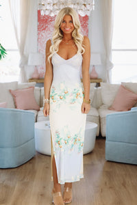 Flirtatious Maxi Dress Gown - Light Blue and Yellow-HAZEL & OLIVE-Small-