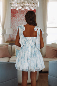Floral Mirage Mini Dress - Blue-HAZEL & OLIVE MD5219A-Small-