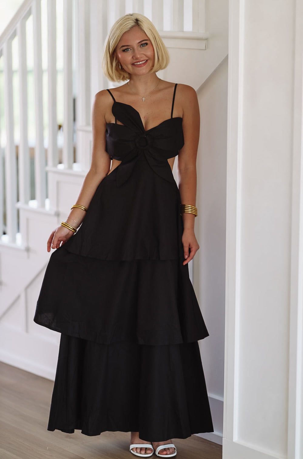 Flower on Top Maxi Dress - Black-HAZEL & OLIVE-Small-